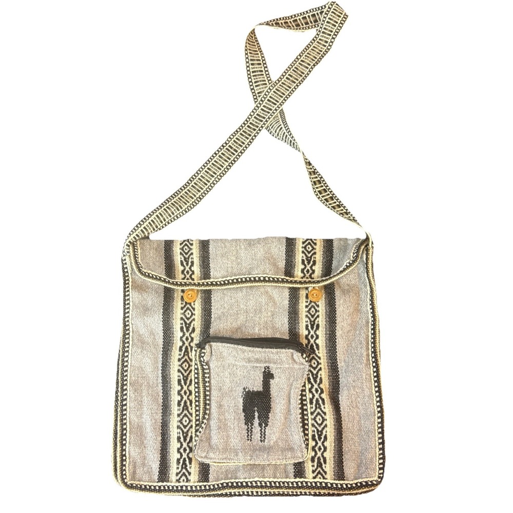 Peruvian Crossbody‎ Bag Purse Satchel Handmade Natural Alpaca Wool Textile Boho